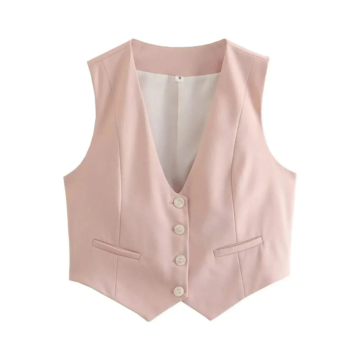 Vintage V Neck Sleeveless Female Outerwear White Chic Vests - Blade & Thread