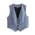 Vintage V Neck Sleeveless Female Outerwear White Chic Vests nowadaysfashion