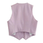 Vintage V Neck Sleeveless Female Outerwear White Chic Vests nowadaysfashion