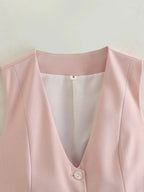 Vintage V Neck Sleeveless Female Outerwear White Chic Vests nowadaysfashion