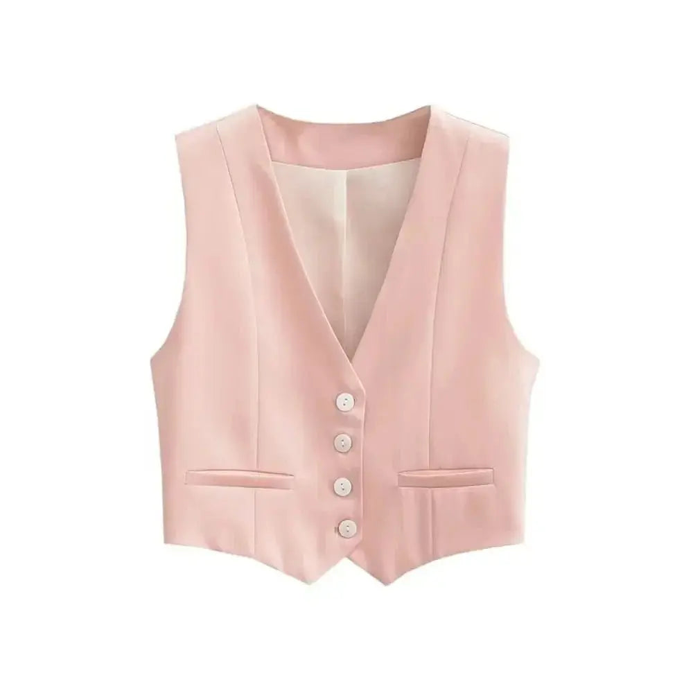 Vintage V Neck Sleeveless Female Outerwear White Chic Vests - Blade & Thread