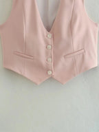 Vintage V Neck Sleeveless Female Outerwear White Chic Vests nowadaysfashion