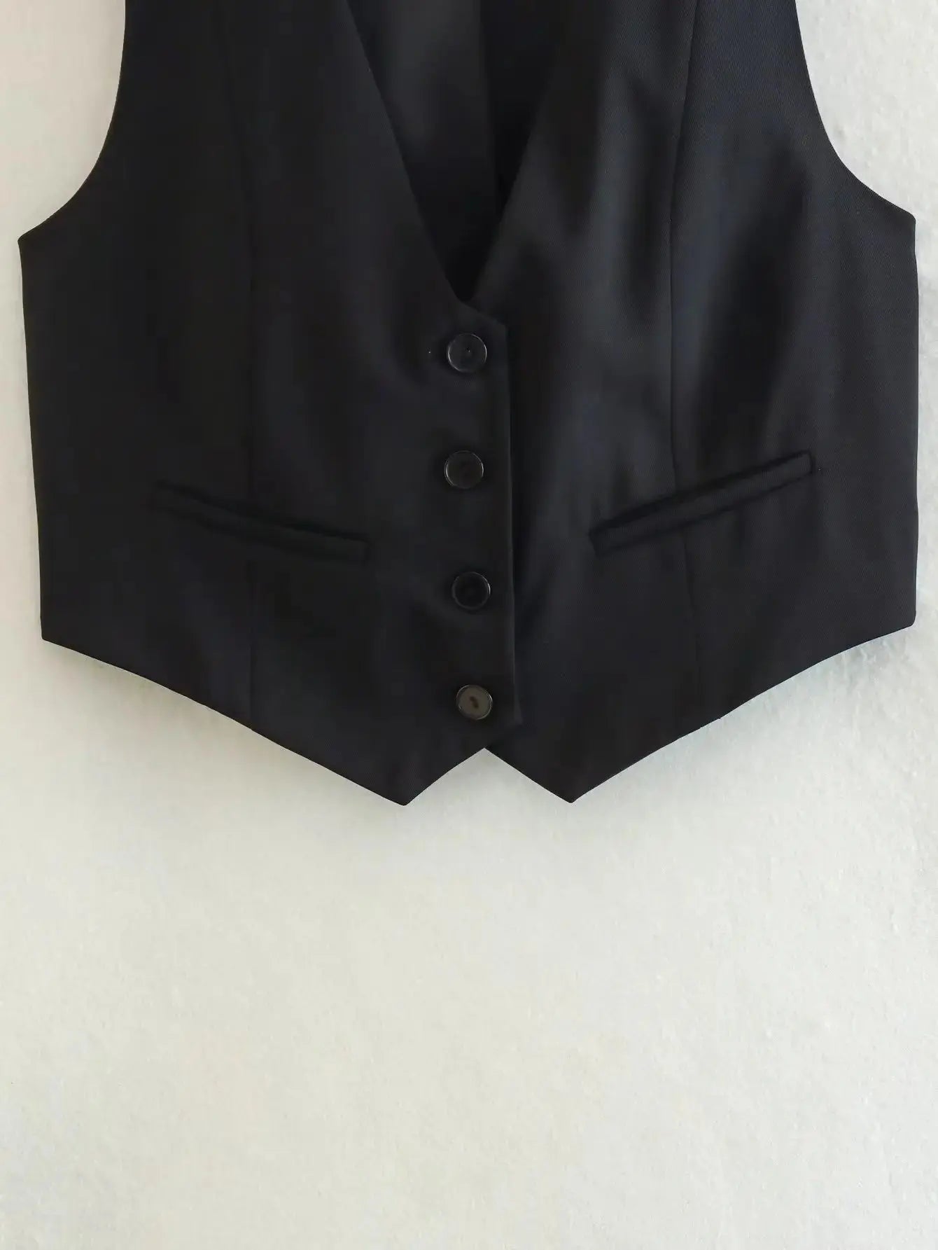 Vintage V Neck Sleeveless Female Outerwear White Chic Vests - Blade & Thread
