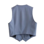 Vintage V Neck Sleeveless Female Outerwear White Chic Vests nowadaysfashion