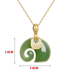 Vintage White Hetian Jade Elephant Pendant 18K Gold Plated Chain Necklace nowadaysfashion