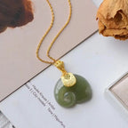 Vintage White Hetian Jade Elephant Pendant 18K Gold Plated Chain Necklace nowadaysfashion