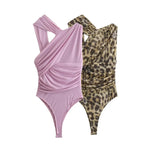 Vintage Women Irregular Leopard Bodysuits nowadaysfashion