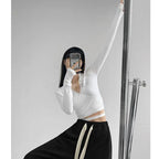 Waist Cross Bandage Polo Shirt Women Y2K Tops Fashion Fitness V-neck T-shirts Woman nowadaysfashion