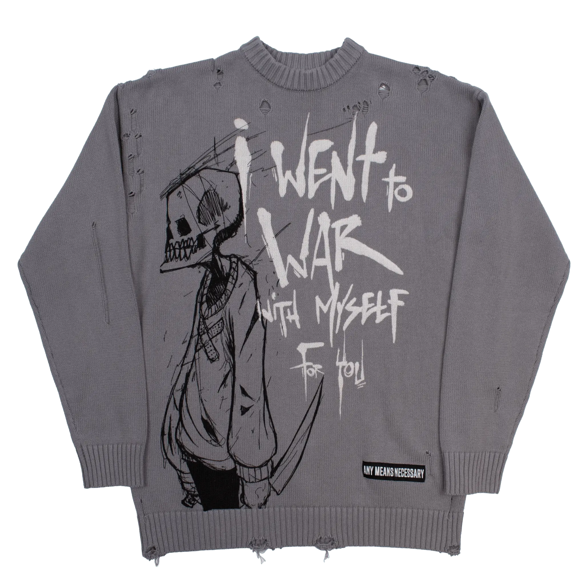 War with Myself Knit Sweater Any Means Necessary Clothing