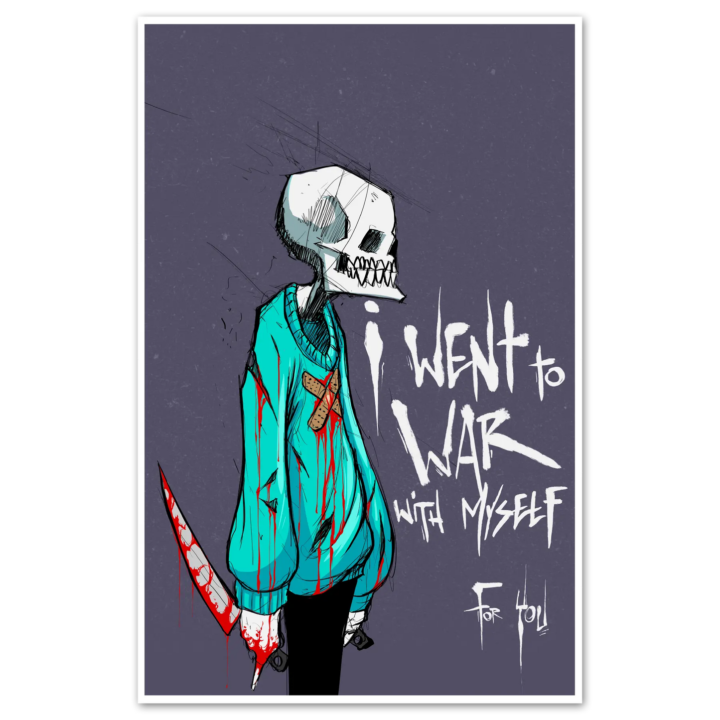 War with Myself Print Any Means Necessary Clothing