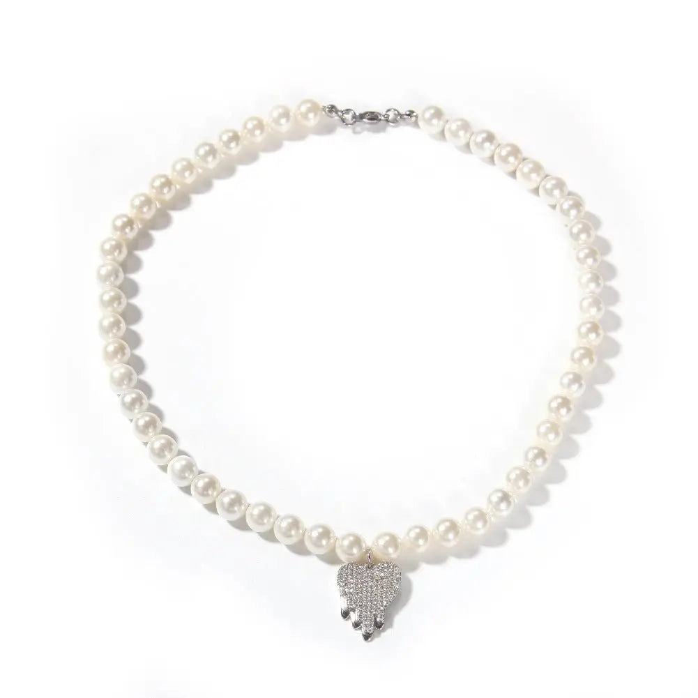 Water Drop Love Pearl Necklace Hip Hop Trend Necklace nowadaysfashion