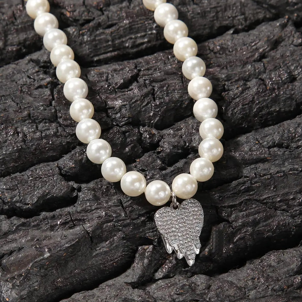 Water Drop Love Pearl Necklace Hip Hop Trend Necklace - Blade & Thread