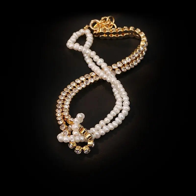Water-wave Pearl Necklace For Women Charming Big Metal Geometric Statement Collar Necklace - Blade & Thread