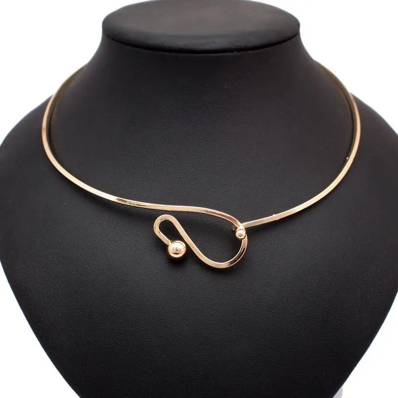 Water-wave Pearl Necklace For Women Charming Big Metal Geometric Statement Collar Necklace - Blade & Thread