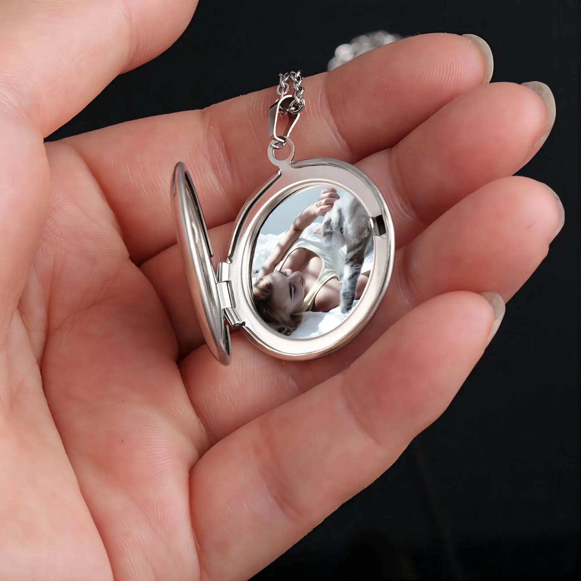 Wedding Gift For Couple Custom Color Photo Round Locket Necklaces Pendant - Blade & Thread