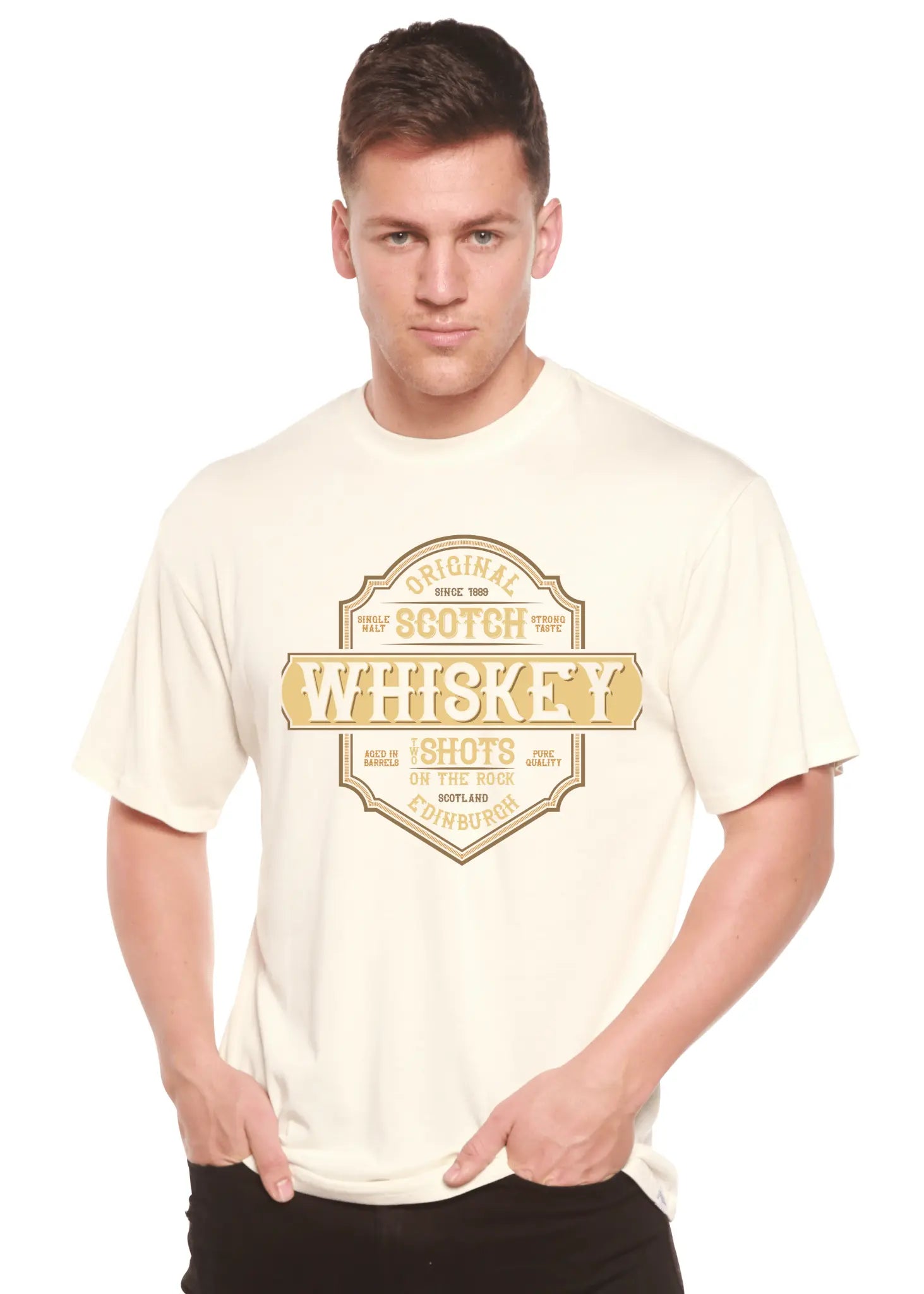 Whiskey Men's Bamboo Viscose/Organic Cotton Short Sleeve Graphic T-Shirt Spun Bamboo