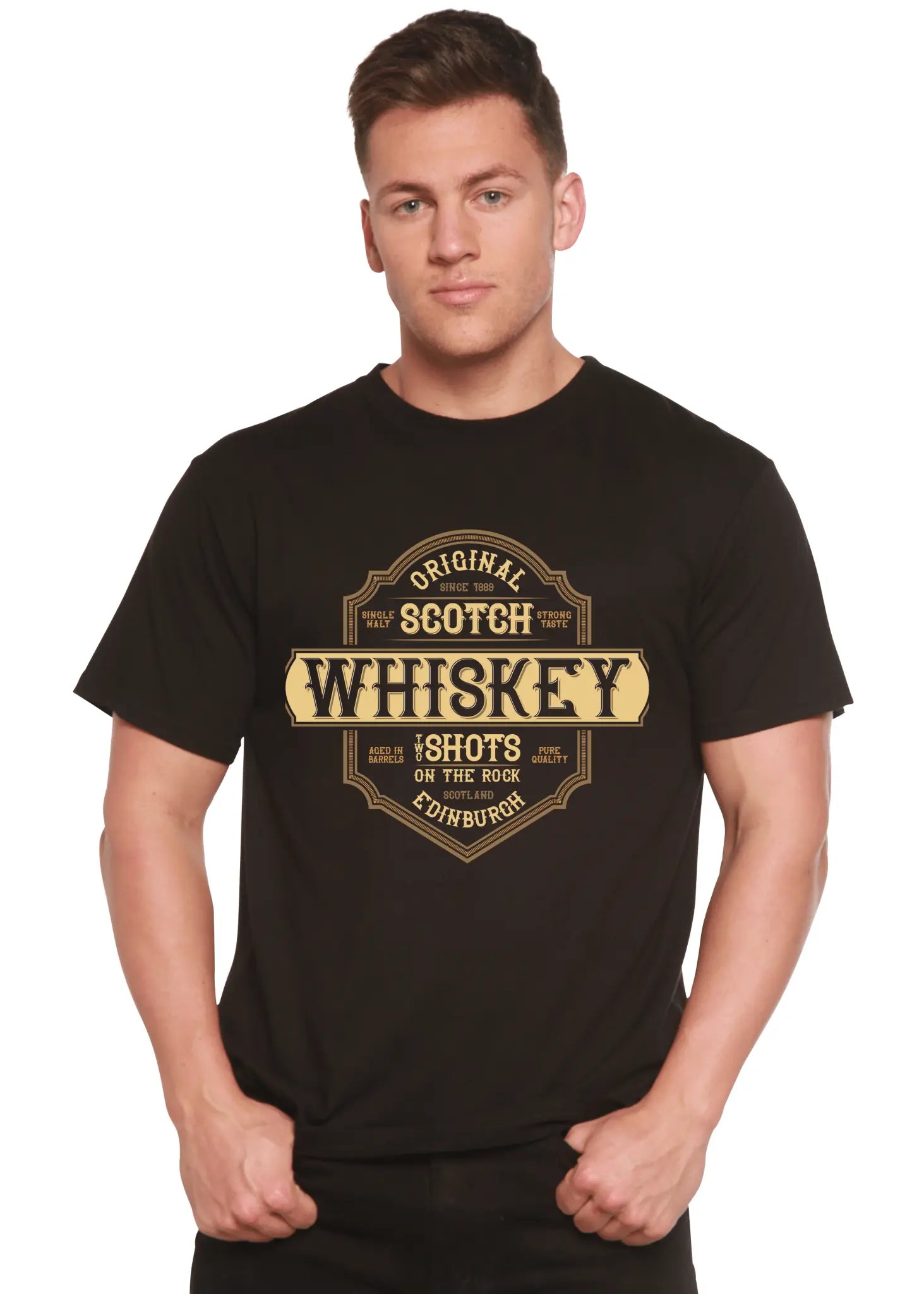 Whiskey Men's Bamboo Viscose/Organic Cotton Short Sleeve Graphic T-Shirt Spun Bamboo