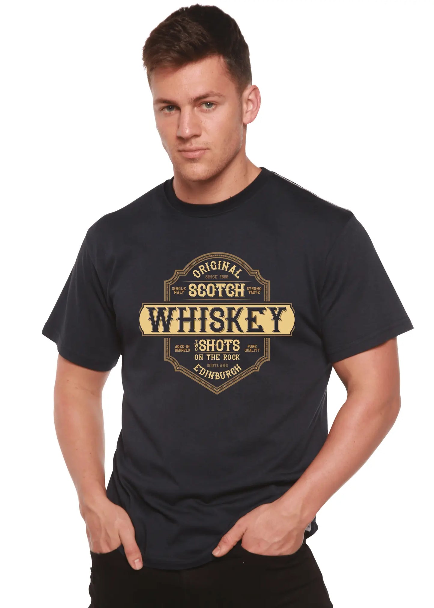 Whiskey Men's Bamboo Viscose/Organic Cotton Short Sleeve Graphic T-Shirt - Blade & Thread