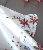 White Chiffon Blouse Short Sleeve Women Stripe Flower Print Top Loose Shirt nowadaysfashion