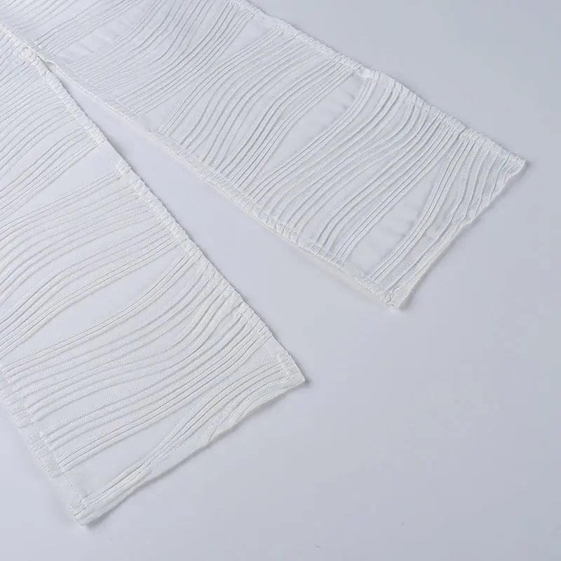 White Deep V-neck Halter Bandage 2 Pieces Sets Sleeveless Backless Suits Outfits with Shorts nowadaysfashion
