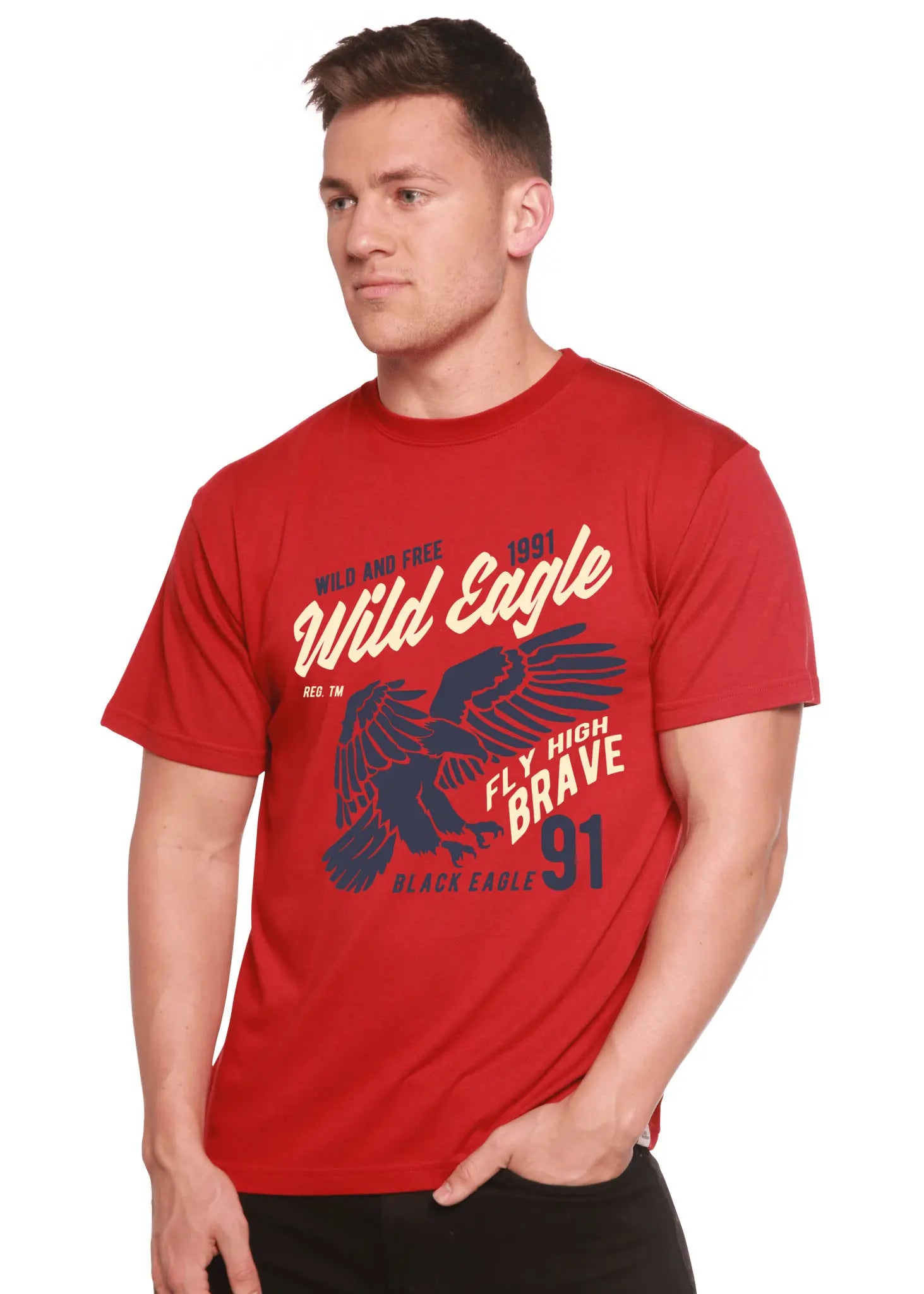 Wild Eagle Spun Bamboo® Men's Bamboo Viscose/Organic Cotton Short Sleeve Graphic T-Shirt Spun Bamboo