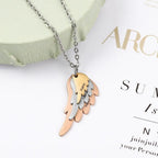 Wings Necklace with 3 Names Mixed Steel & Rose Gold & Gold Color Custom Family Necklace nowadaysfashion