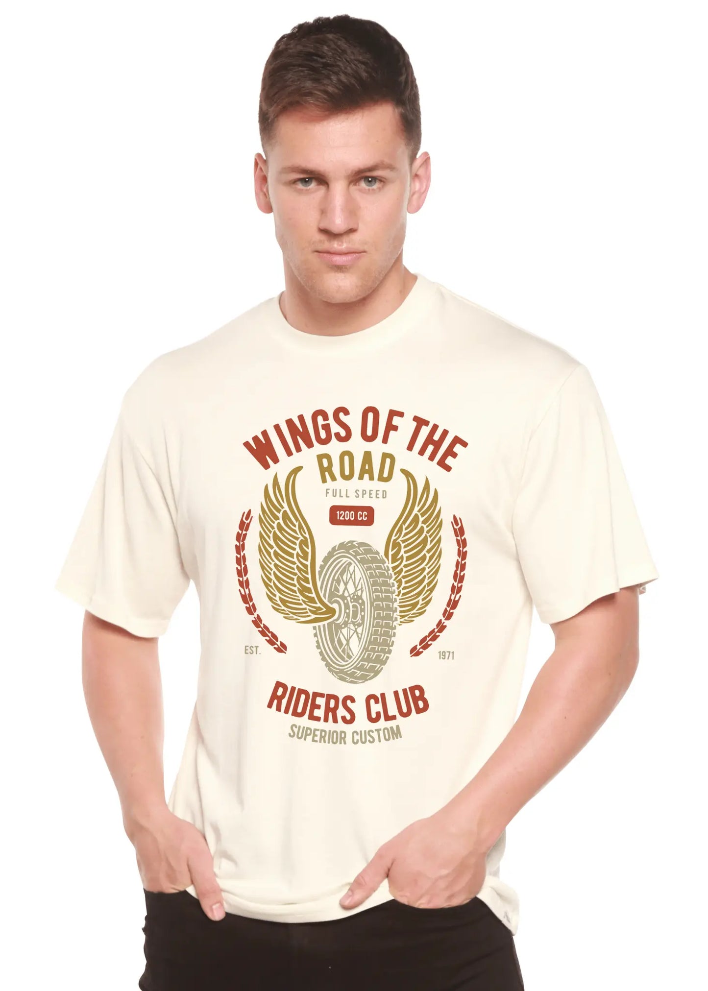 Wings Of The Road Spun Bamboo® Men's Bamboo Viscose/Organic Cotton Short Sleeve Graphic T-Shirt - Blade & Thread