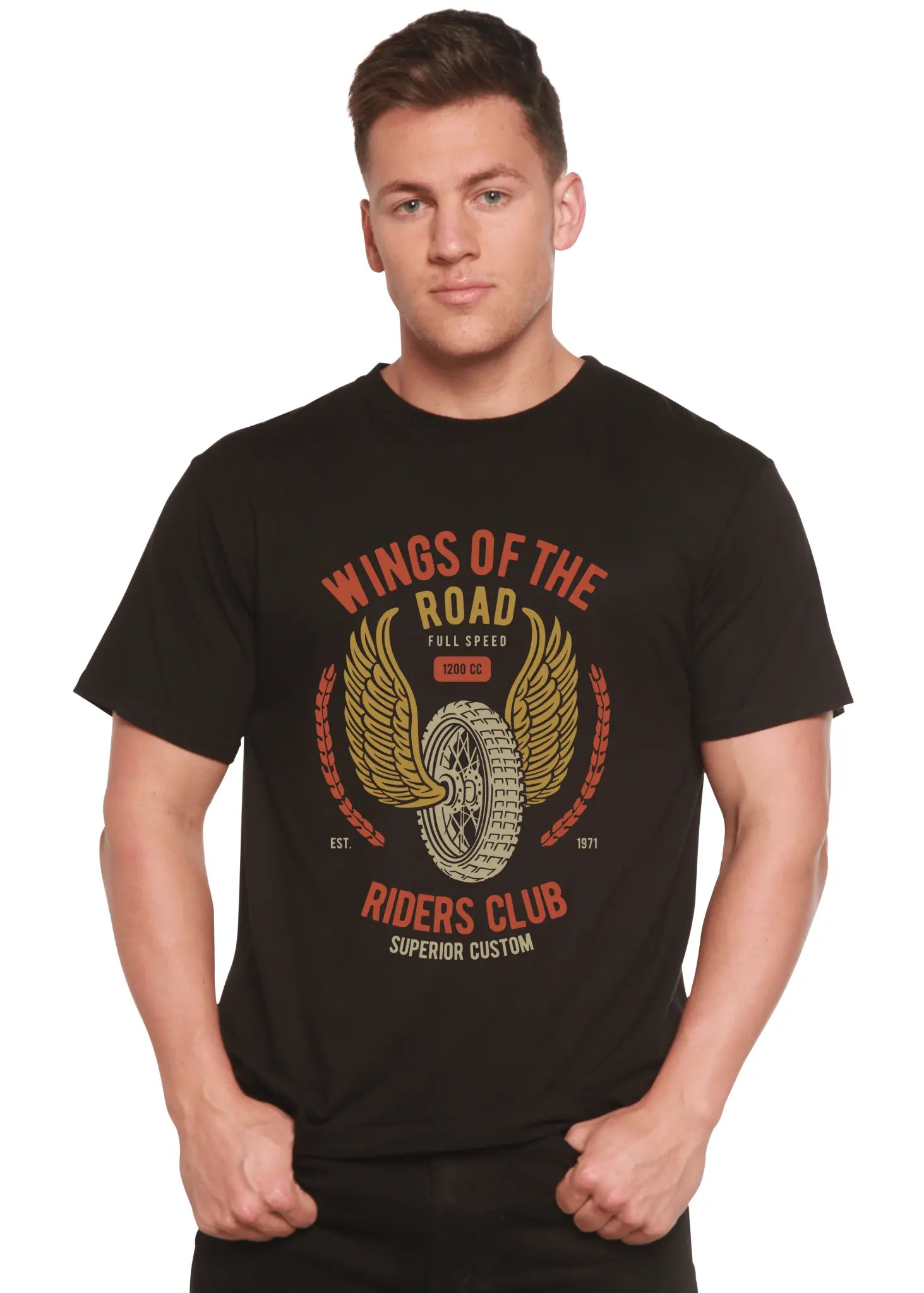 Wings Of The Road Spun Bamboo® Men's Bamboo Viscose/Organic Cotton Short Sleeve Graphic T-Shirt - Blade & Thread
