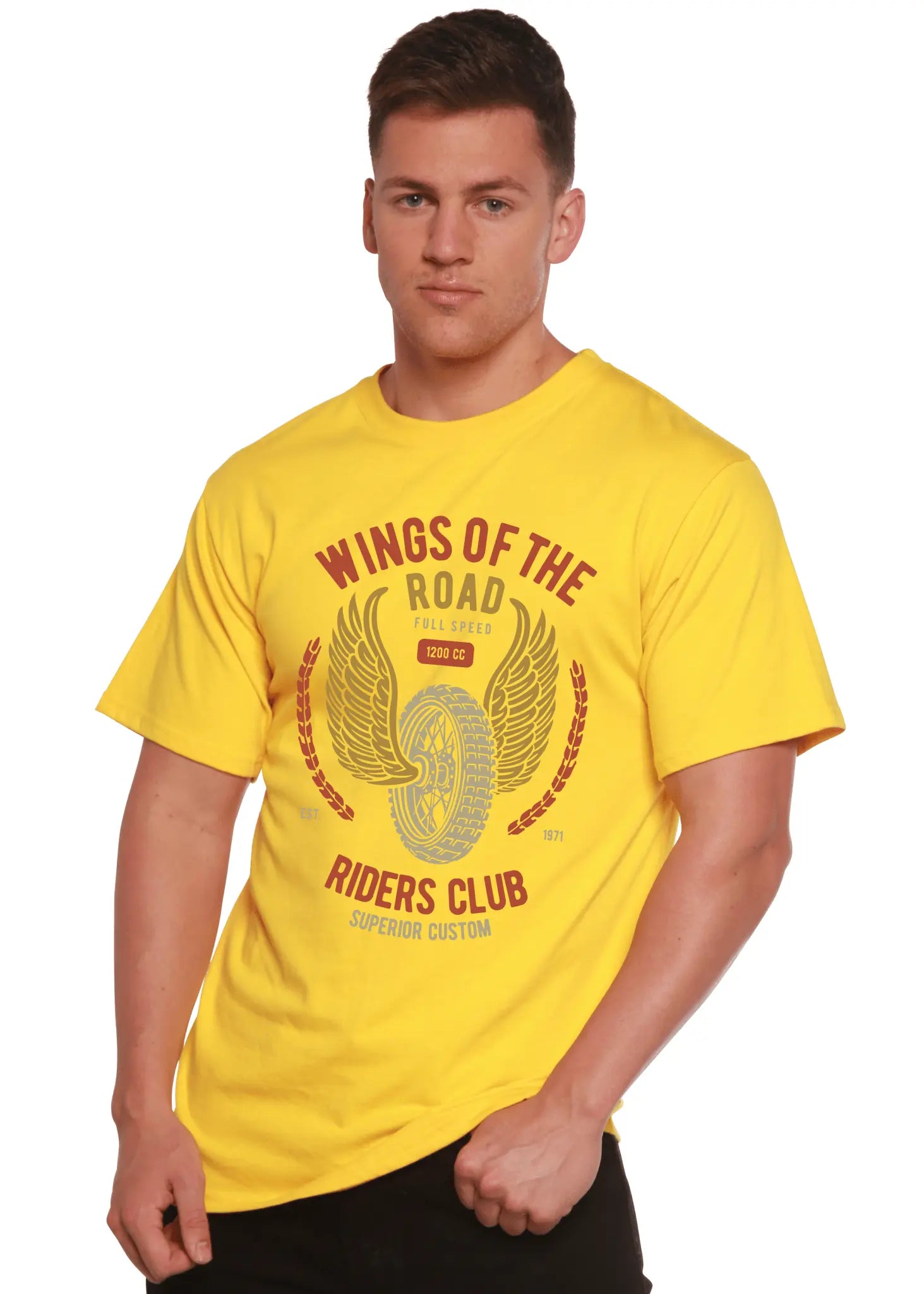 Wings Of The Road Spun Bamboo® Men's Bamboo Viscose/Organic Cotton Short Sleeve Graphic T-Shirt Spun Bamboo