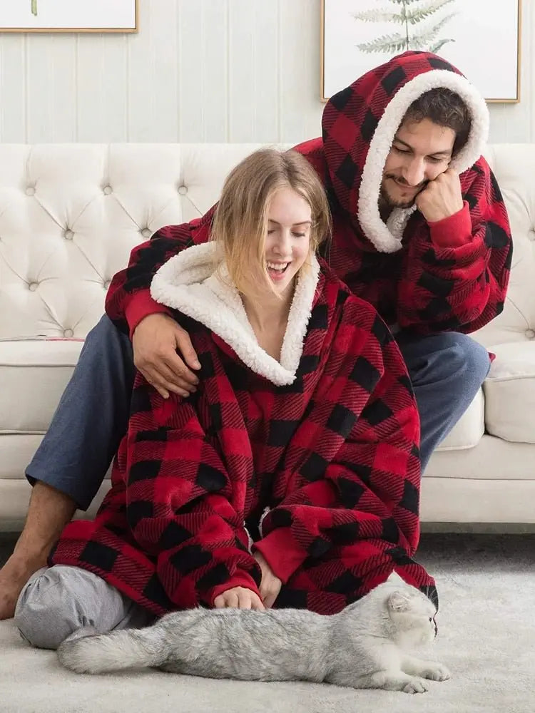 Winter Hoodies Fleece Giant TV Blanket With Sleeves Pullover nowadaysfashion