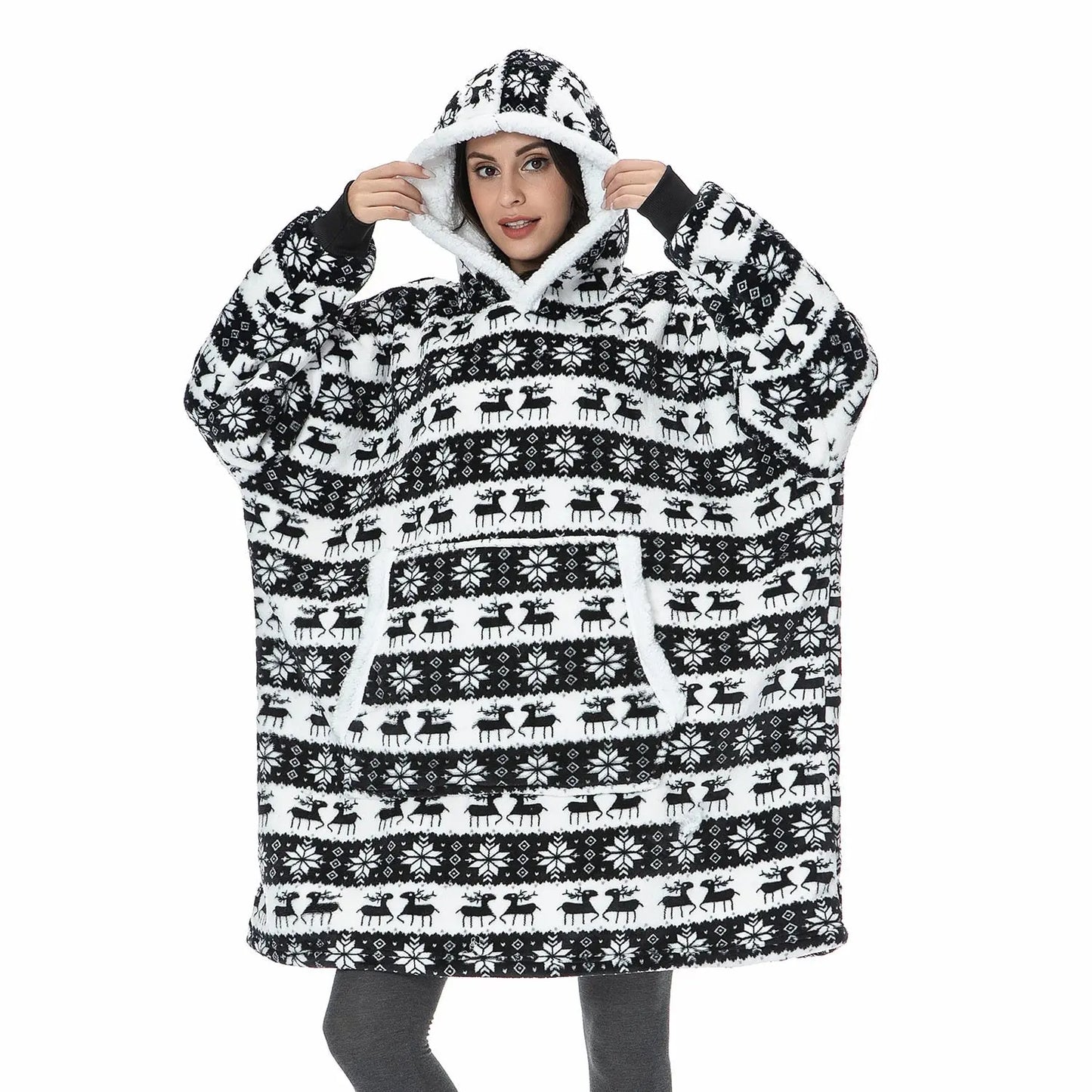 Winter Hoodies Fleece Giant TV Blanket With Sleeves Pullover - Blade & Thread