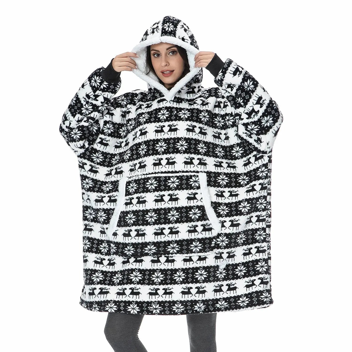 Winter Hoodies Fleece Giant TV Blanket With Sleeves Pullover nowadaysfashion