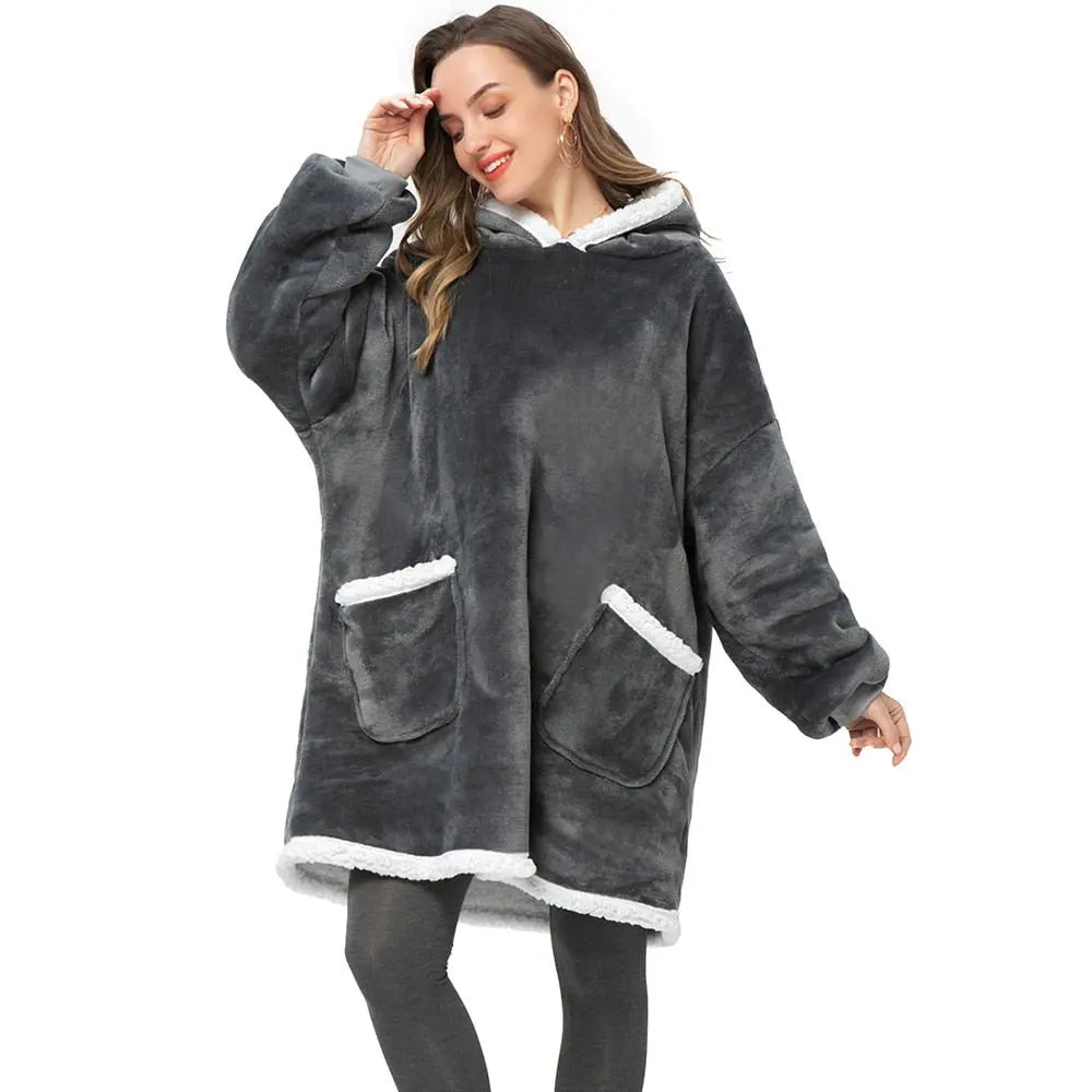 Winter Hoodies Fleece Giant TV Blanket With Sleeves Pullover - Blade & Thread