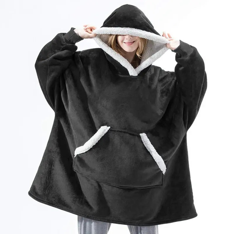 Winter Hoodies Fleece Giant TV Blanket With Sleeves Pullover - Blade & Thread