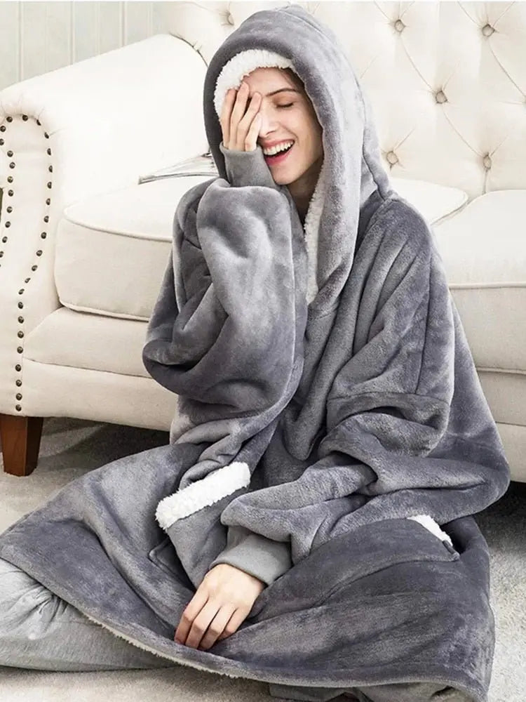 Winter Hoodies Fleece Giant TV Blanket With Sleeves Pullover - Blade & Thread
