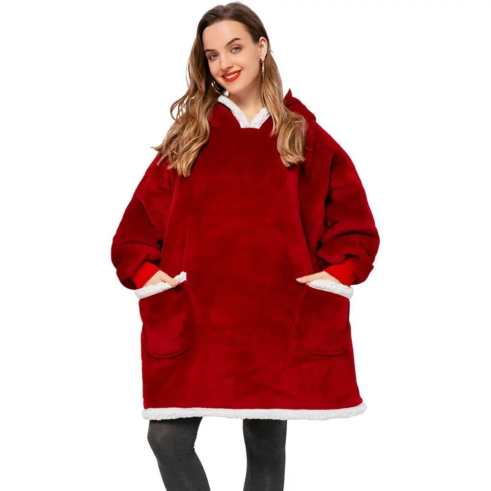 Winter Hoodies Fleece Giant TV Blanket With Sleeves Pullover - Blade & Thread
