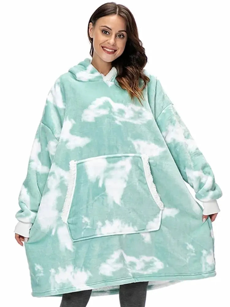 Winter Hoodies Fleece Giant TV Blanket With Sleeves Pullover - Blade & Thread