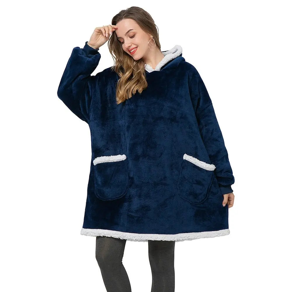 Winter Hoodies Fleece Giant TV Blanket With Sleeves Pullover - Blade & Thread