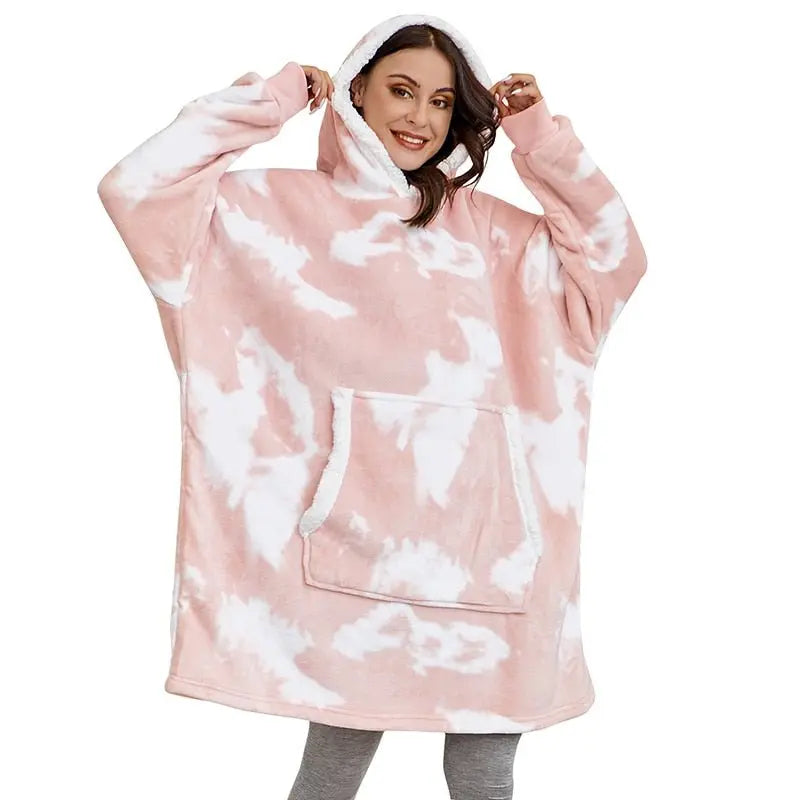 Winter Hoodies Fleece Giant TV Blanket With Sleeves Pullover - Blade & Thread