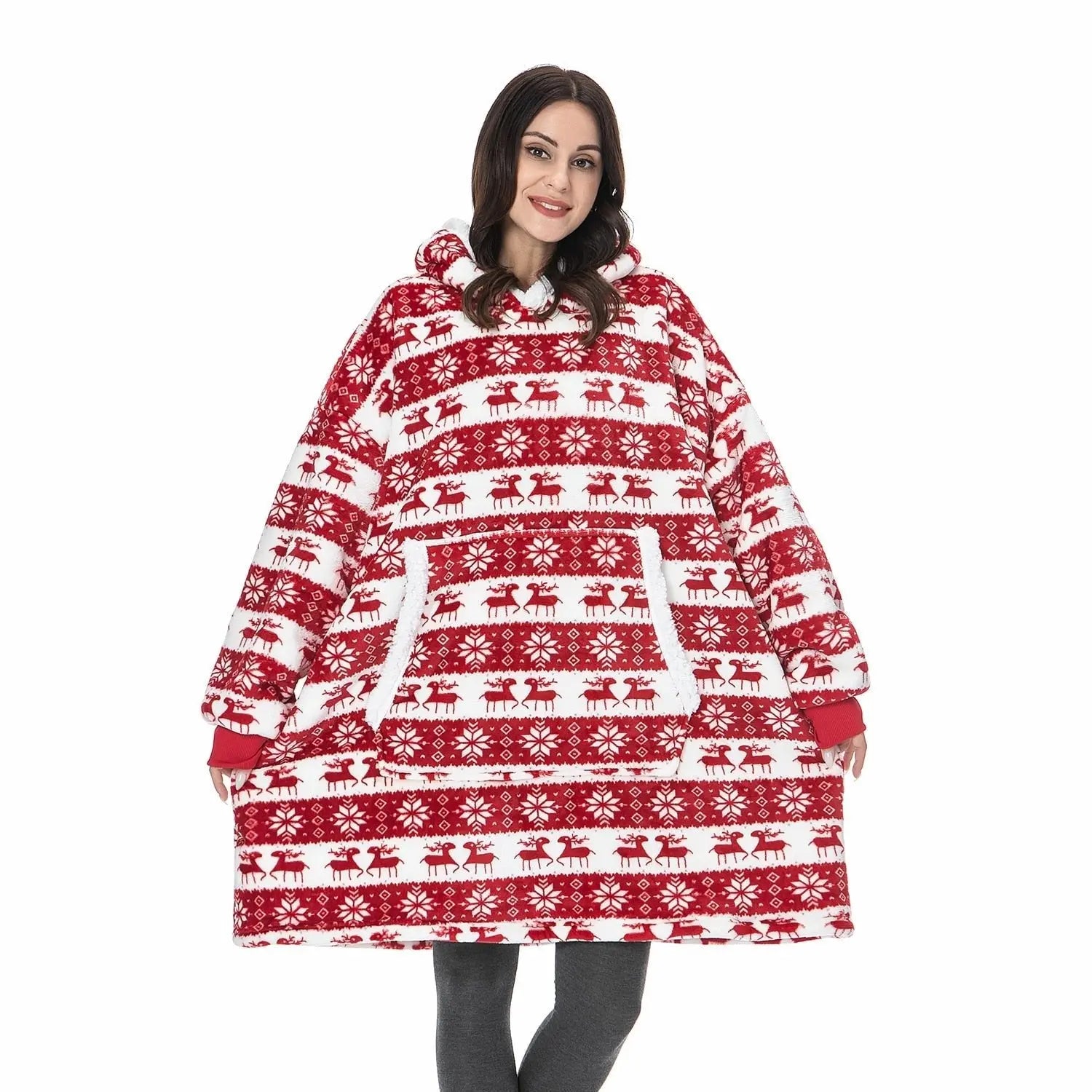 Winter Hoodies Fleece Giant TV Blanket With Sleeves Pullover - Blade & Thread