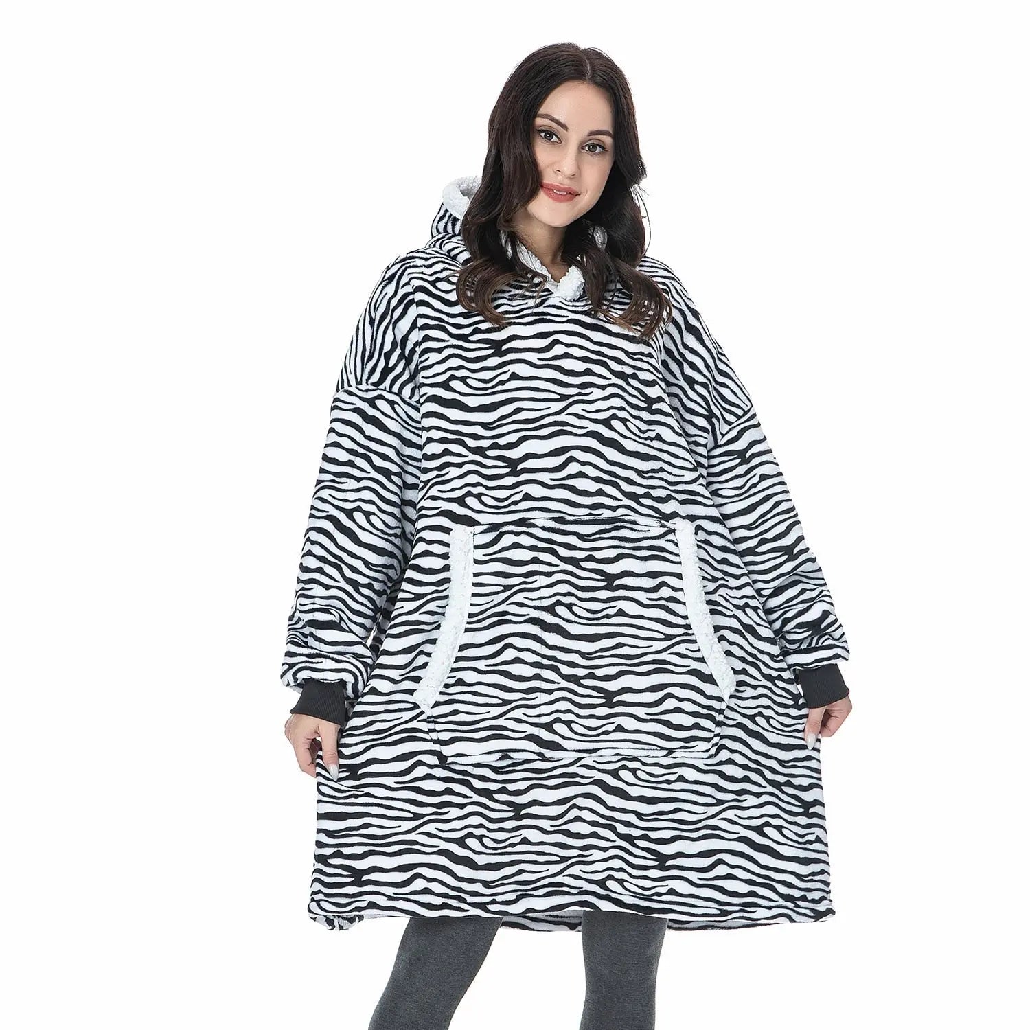 Winter Hoodies Fleece Giant TV Blanket With Sleeves Pullover - Blade & Thread