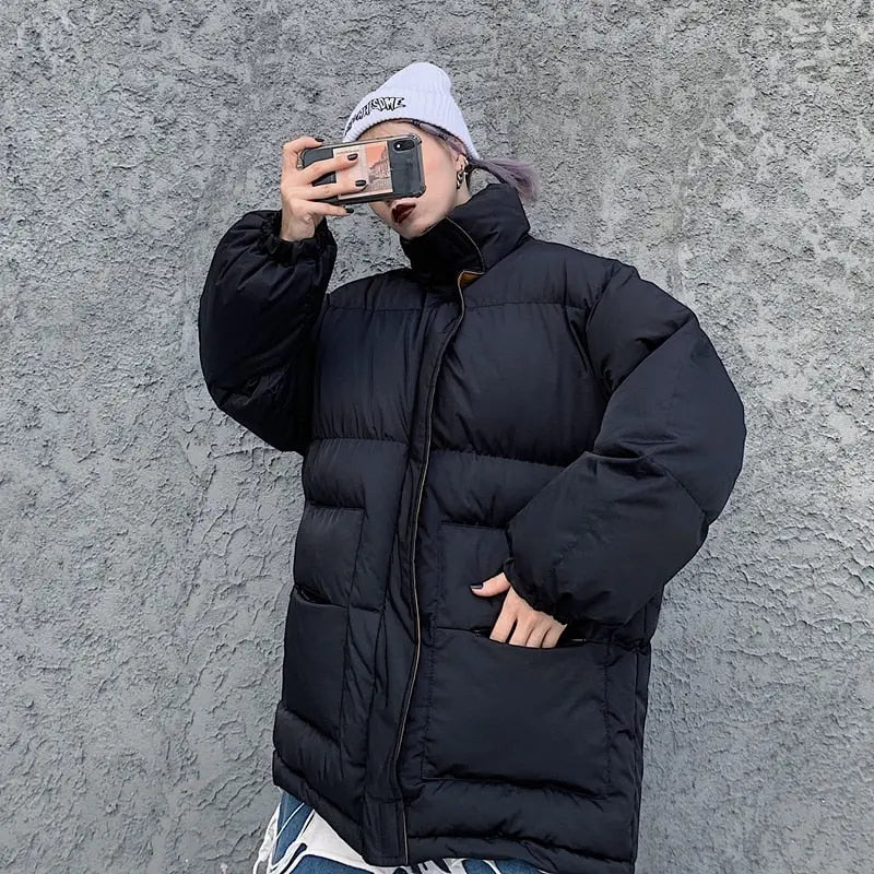 Winter Jacket Female Coat Patchwork Windbreaker Women Padded Zipper Outwear Parka Thick Streetwear - Blade & Thread