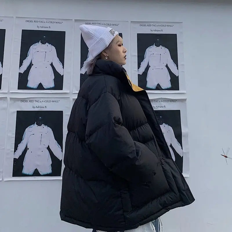 Winter Jacket Female Coat Patchwork Windbreaker Women Padded Zipper Outwear Parka Thick  Streetwear nowadaysfashion
