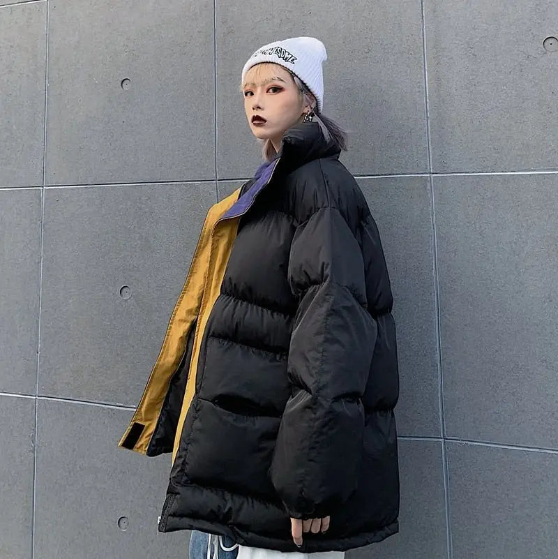 Winter Jacket Female Coat Patchwork Windbreaker Women Padded Zipper Outwear Parka Thick  Streetwear nowadaysfashion
