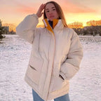 Winter Jacket Female Coat Patchwork Windbreaker Women Padded Zipper Outwear Parka Thick  Streetwear nowadaysfashion