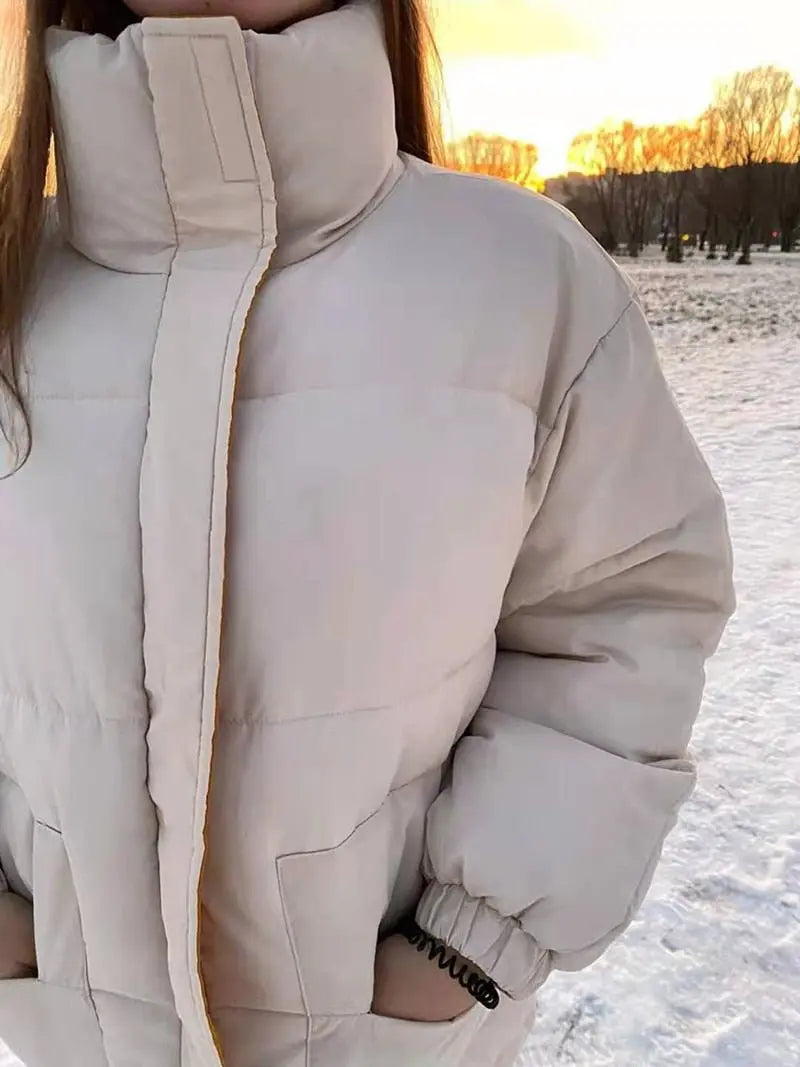Winter Jacket Female Coat Patchwork Windbreaker Women Padded Zipper Outwear Parka Thick Streetwear - Blade & Thread