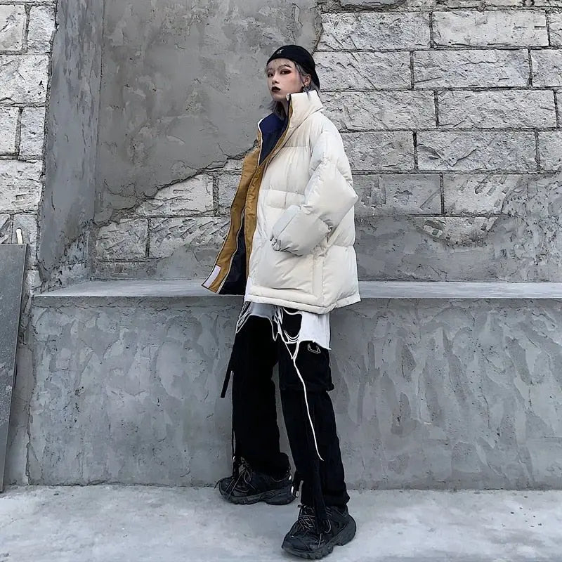 Winter Jacket Female Coat Patchwork Windbreaker Women Padded Zipper Outwear Parka Thick  Streetwear nowadaysfashion
