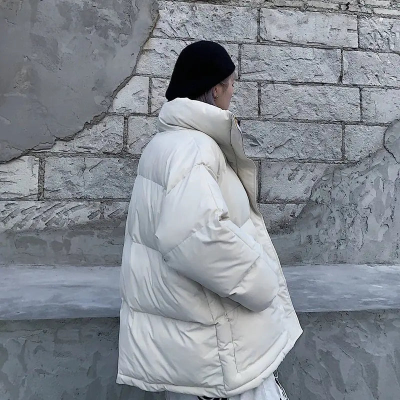 Winter Jacket Female Coat Patchwork Windbreaker Women Padded Zipper Outwear Parka Thick Streetwear - Blade & Thread