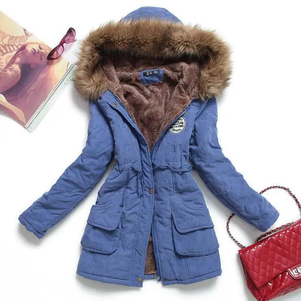 Winter Jacket Women Thick Warm Hooded Parka Mujer Cotton Padded Coat - Blade & Thread