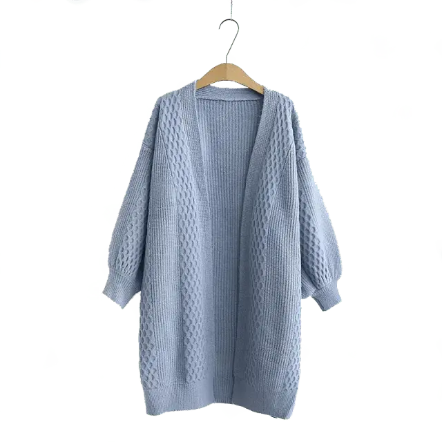 Winter lantern sleeve cardigan Long Sweater Women 2021 Lantern Sleeve Open Stitch Oversized Sweater Knit Coat nowadaysfashion